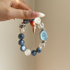 The Clarity Current | Premium Clear Quartz, White Phantom & Aquamarine Bracelet