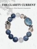 The Clarity Current | Premium Clear Quartz, White Phantom & Aquamarine Bracelet
