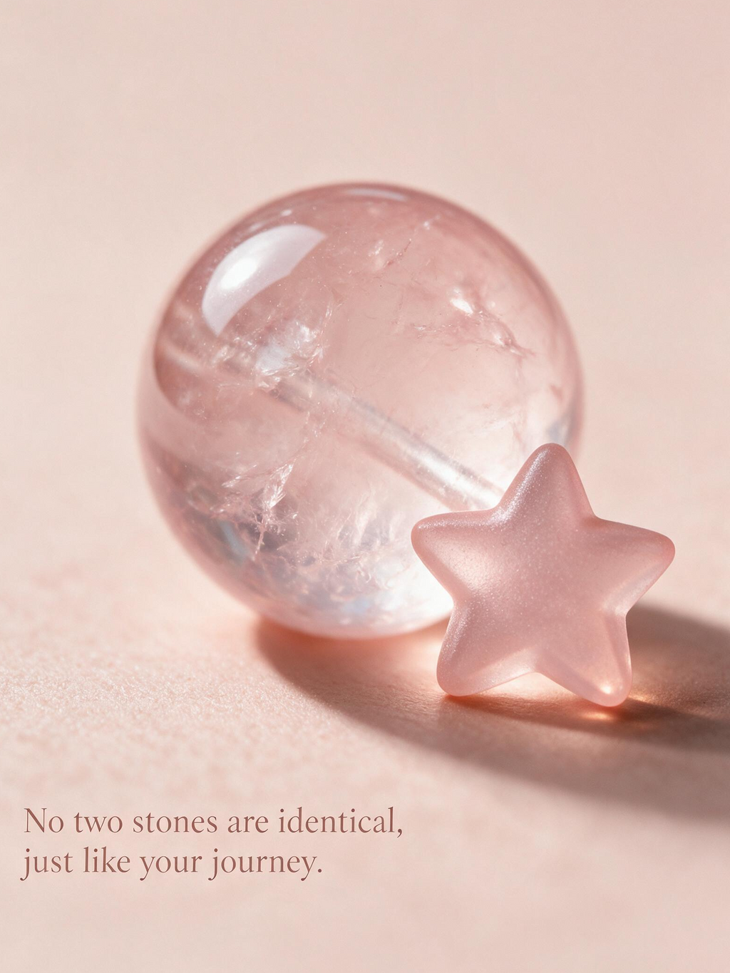 Macro close-up of lucky star and fox charm with rose quartz beads